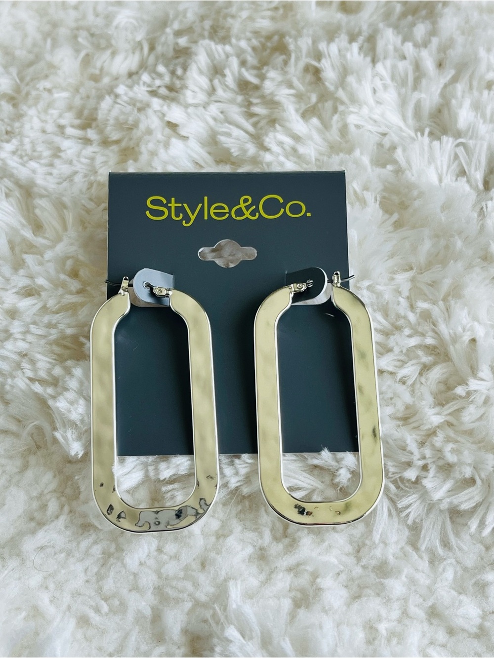 Style & Co Silver-Tone Rounded Rectangle Hoop Earrings